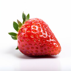 A strawberry with a green leaf Generative AI Generated