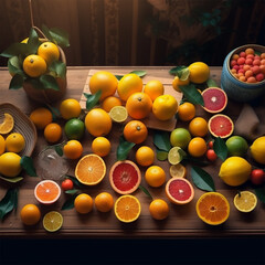 A table with several different fruits Generative AI Generated