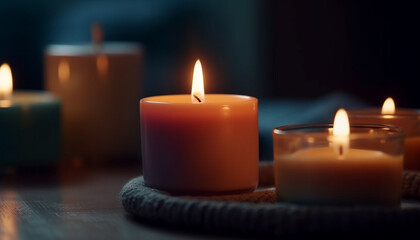 Glowing candle brings relaxation and spirituality indoors generated by AI