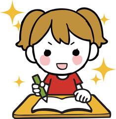勉強にやる気をだす女の子