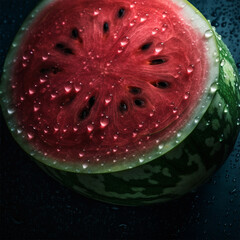 Watermelon with water drops Generative AI Generated