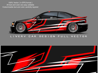 Car decal design vector. Graphic abstract stripe racing background designs for vehicle, race, rally, adventure and car racing livery