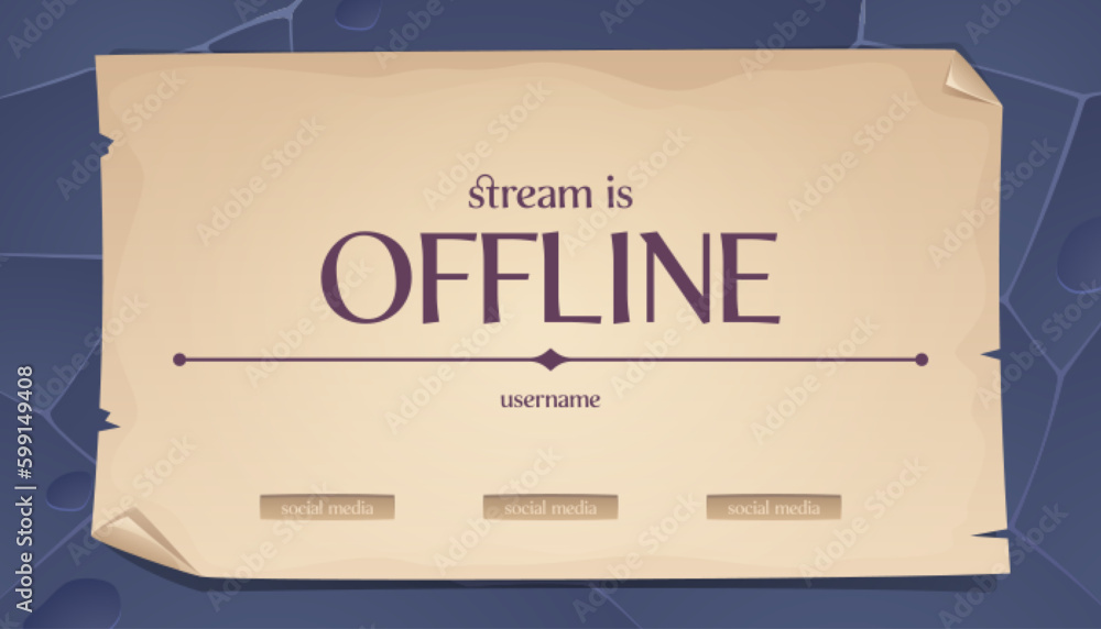 Poster offline stream paper sheet banner design. old parchment background with text on ancient stone castle