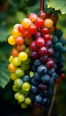 Colorful grapes, Beautiful round grapes in a summer field