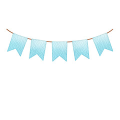 Watercolor blue pennants Party flag.	
