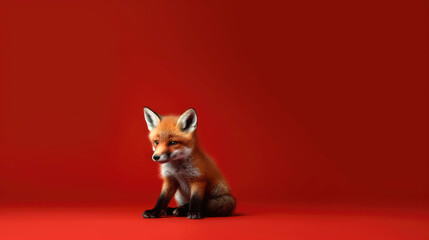 Baby Red Fox, minimalistic background. Generative AI