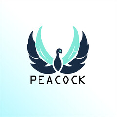 Peacock logo icon illustration design. Peacock bird natural symbol template