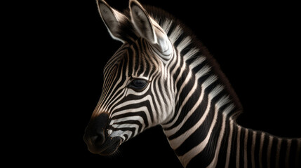 Fototapeta na wymiar Baby Zebra, minimalistic background. Generative AI