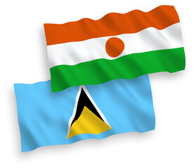 Flags of Saint Lucia and Republic of the Niger on a white background
