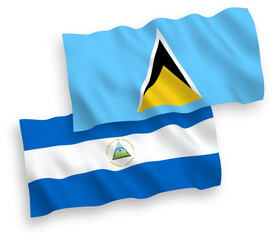 Flags of Saint Lucia and Nicaragua on a white background