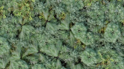 trees in tropical jungle, area view, 3D illustration, cg render