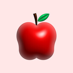 apple illustration on pink background 3d style.