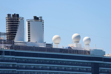 Cruise ship radar and communication systems. spherical communication and tracking systems