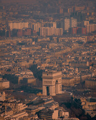 aerial view of the Arc de Triomphe in the city of Paris