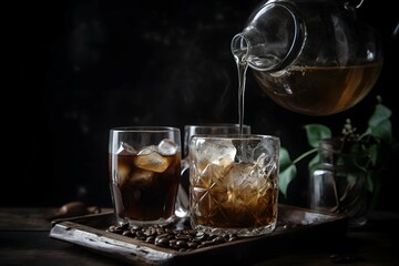 illustration of iced cold brew coffee. Generative AI