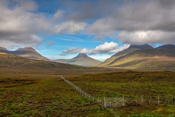 Ben Mor Coigach dominates the landscape north of Ullapool, Scotl © Cavan