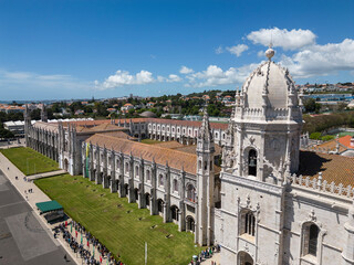 Beautiful view to old historic Jerônimos Monastery in Belém