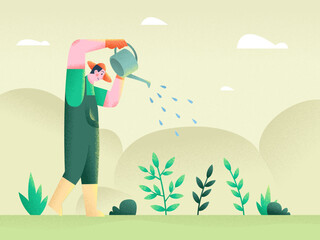 Ecology Environment Nature Green Earth Illustration Set Plants Ecofriendly No Pollution Clean Clear carbon footprint reduce reuse recycle save water cycling eco global warming