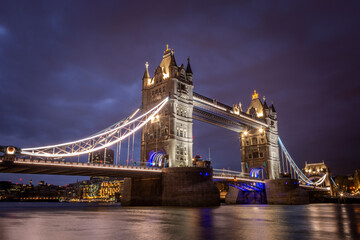 Beautiful view to old historic Tower Bridge over Thames River