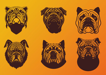 bulldog face sketch vector illustration