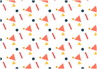 シンプルな三角、四角、丸の幾何学パターン背景素材　レトロ調