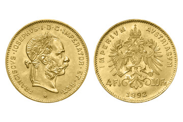 Old coin. The Austrian Empire coin. Vector illustration.