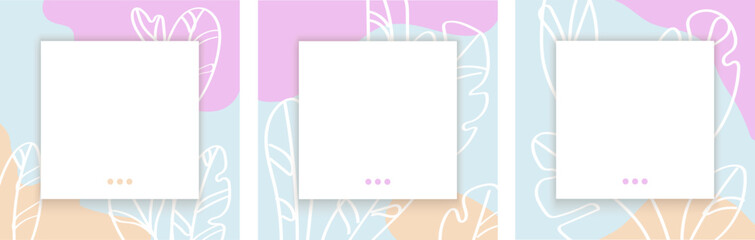 Design backgrounds for social media banner.Set of instagram stories and post frame templates.Vector cover. Mockup for personal blog