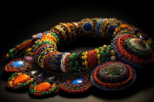 a beaded African necklace. generative AI