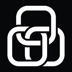 Abstract Logo template shape square with round in line linked with each other.