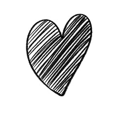 Black pencil heart doodle line.	