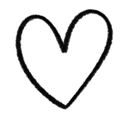 Black pencil heart doodle line.	