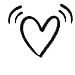 Black pencil heart doodle line.	