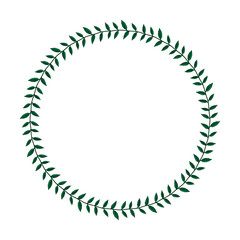 Green blooming tradescantia plant frame with small flowers. Cartoon circle wreath for greeting card decorating, invitation cards. Colored vector isolated on white background