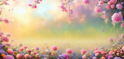 spring meadow with flowers Background