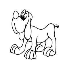 Funny dog cartoon characters vector illustration. For kids coloring book.
