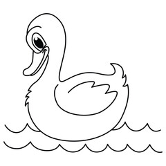 Funny duck cartoon characters vector illustration. For kids coloring book.