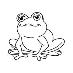 Funny frog cartoon characters vector illustration. For kids coloring book.