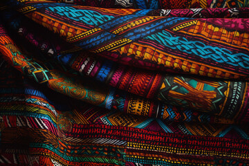 African-inspired textile, featuring bold colors. generative AI