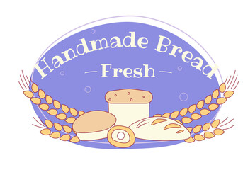 Handmade bread, fresh bakery emblem or labels