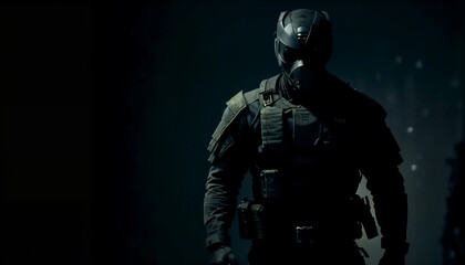 Black futuristic soldier