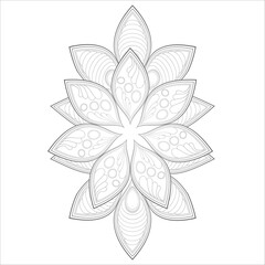 Mandala art for coloring book and art therapy. Doodle vector of flowers for coloring sheet for every age