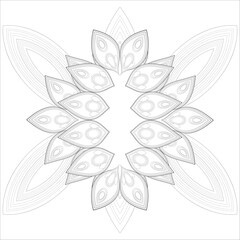Mandala art for coloring book and art therapy. Doodle vector of flowers for coloring sheet for every age