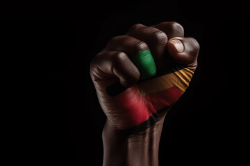 hands raising the Pan-African flag. generative AI