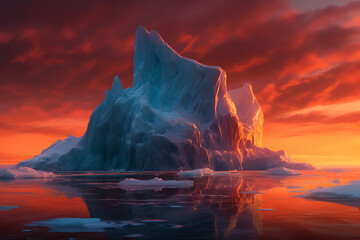 iceberg floating in the vast, tranquil ocean. generative AI