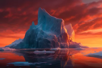 Keuken foto achterwand Bordeaux iceberg floating in the vast, tranquil ocean. generative AI