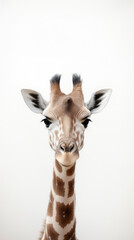 Baby Giraffe, minimalistic background. Generative AI