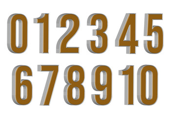 NUMBER 0 TO 10 GOLD SILVER STYLE PNG