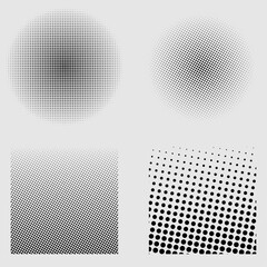 Set of halftone pattern black and white halftone texture set of dots