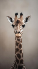 Baby Giraffe, minimalistic background. Generative AI