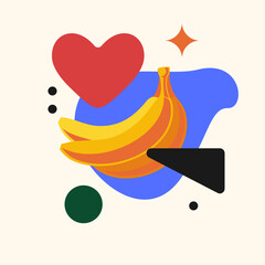 Vector graphics in a minimalistic style with geometric elements. Template for the design. Illustration of a banana.